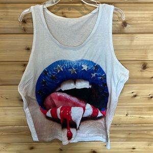 American Flag Lips Tank Top- Used condition- XL